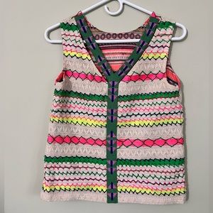 Ranna Gill mixed fabric multicolor beaded back tank